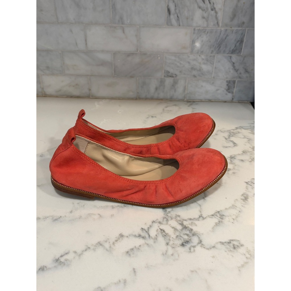Botkier New York Womens Coral Orange Suede Ballet Flats Ball Chain Detail 6.5